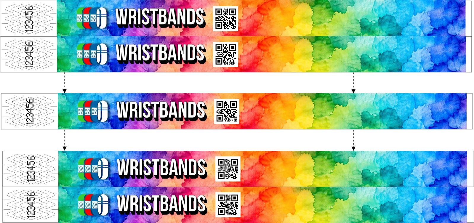 Braccialetti stampati ciascuno con un QR code diverso