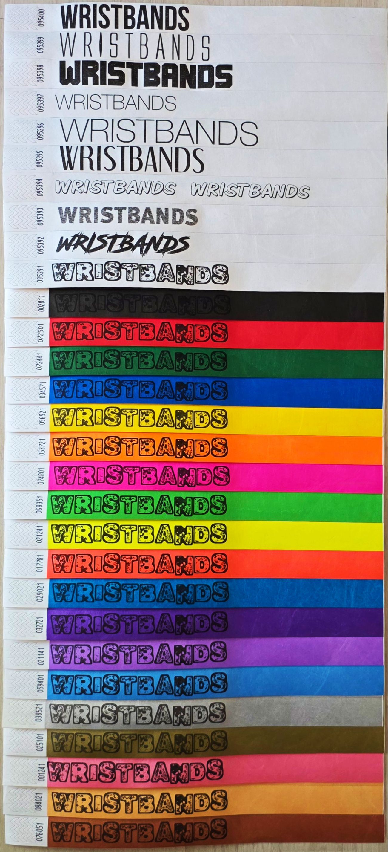 Stampa nera su tutti i colori dei braccialetti Tyvek